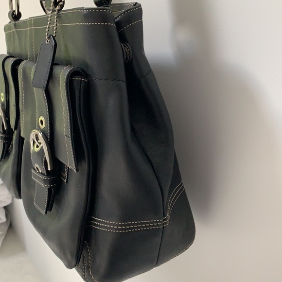 Pre-Owned Authentic Coach Soho Double Pocket Black Leather Bag (J05S-6468) - Picture 8 of 11